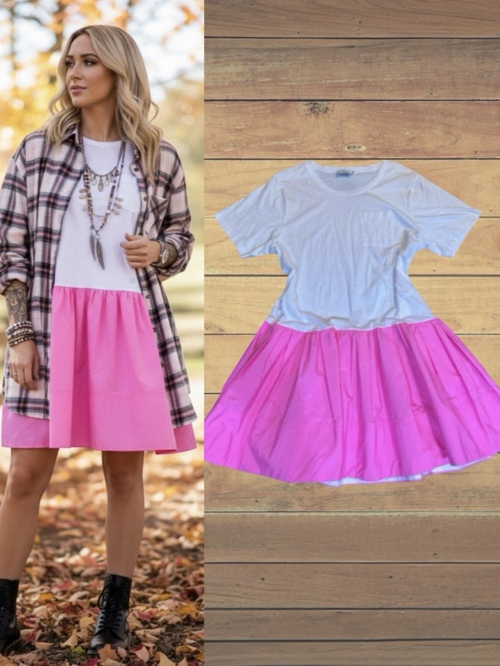 Tanya Taylor Katelyn Mixed Media Flounce T-Shirt Dress Pink White Size XL